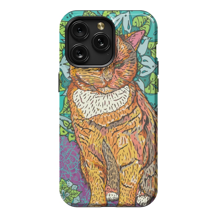 iPhone 15 Pro Max StrongFit Mandala Cat by Lotti Brown