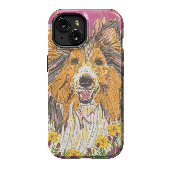 iPhone 15 StrongFit Shetland Sheepdog (Sheltie) by Lotti Brown