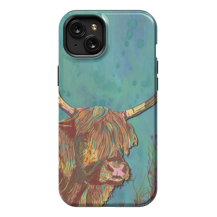iPhone 15 Plus StrongFit Highland Cow by Lotti Brown