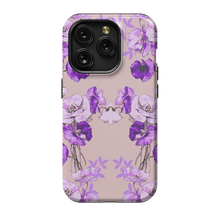 iPhone 15 Pro StrongFit Dramatic Florals (Purple) by Zala Farah