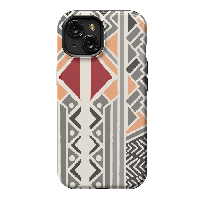 iPhone 15 StrongFit Tribal ethnic geometric pattern 034 by Jelena Obradovic