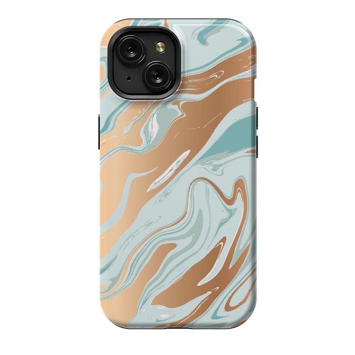 iPhone 15 StrongFit Liquid Green Marble and Gold 006 by Jelena Obradovic