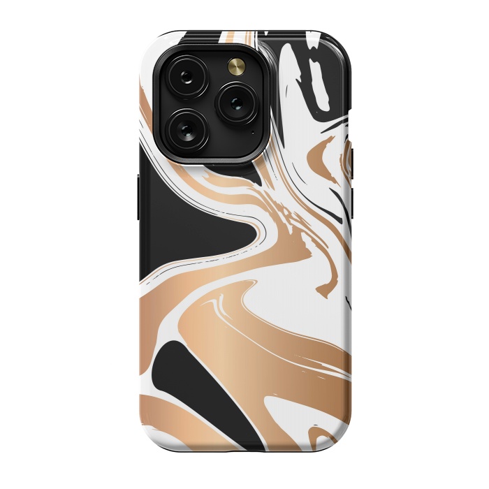 iPhone 15 Pro StrongFit Black and Gold Marble 027 by Jelena Obradovic