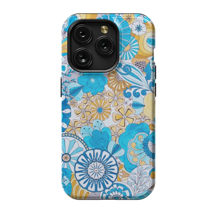 iPhone 15 Pro StrongFit Seventies Psychedelic Blooms by Paula Ohreen