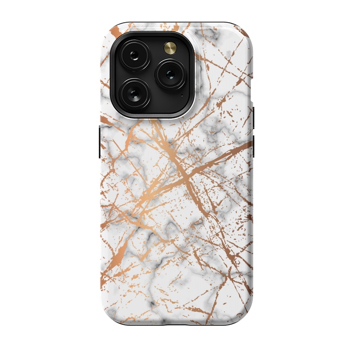iPhone 15 Pro StrongFit Marble Texture and Gold Splatter 039 by Jelena Obradovic