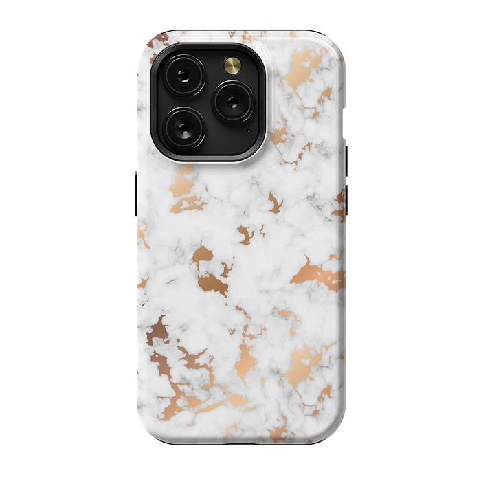 iPhone 15 Pro StrongFit Marble Texture with Gold Splatter 040 by Jelena Obradovic