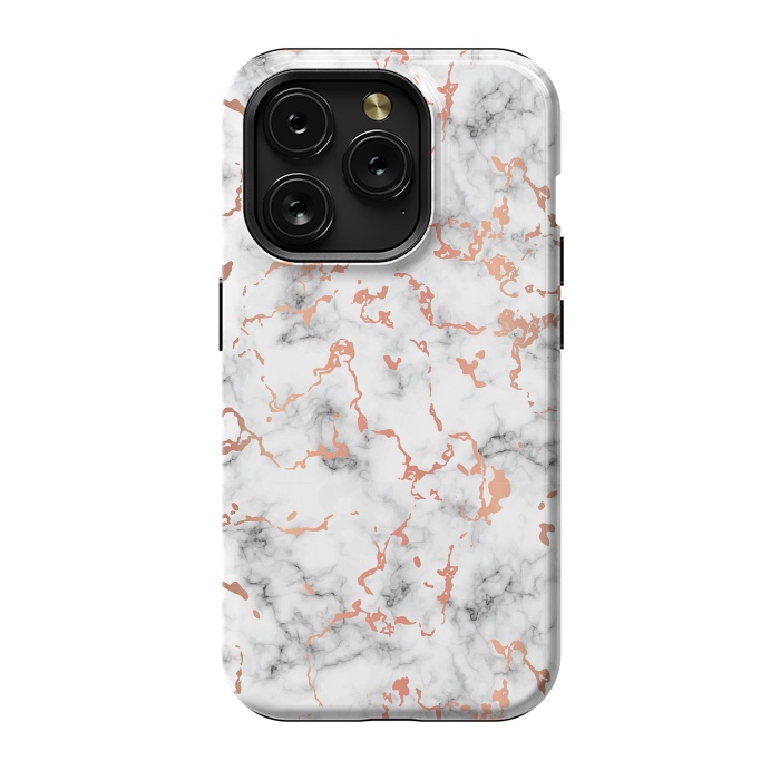 iPhone 15 Pro StrongFit Marble Texture with Copper Splatter 041 by Jelena Obradovic