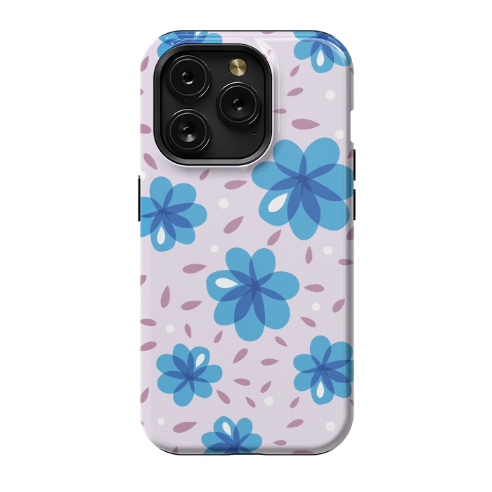 iPhone 15 Pro StrongFit Gentle Blue Flowers Pattern by Boriana Giormova