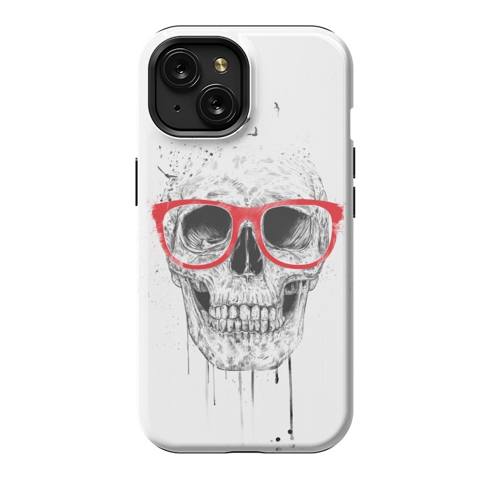 iPhone 15 StrongFit Skull with red glasses by Balazs Solti