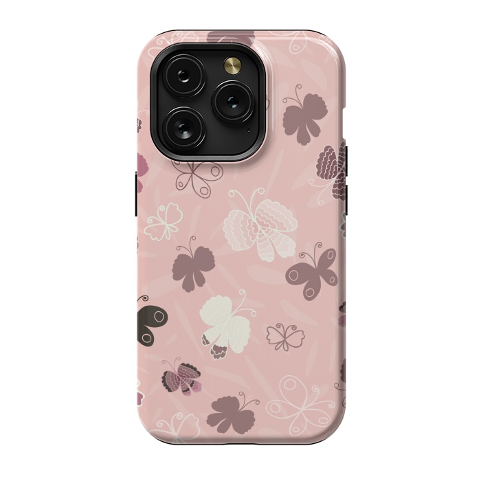 iPhone 15 Pro StrongFit Pretty Butterflies on Pink by Paula Ohreen
