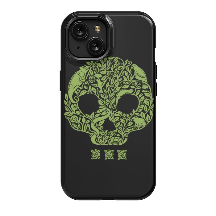 iPhone 15 StrongFit Green Skull by Coffee Man