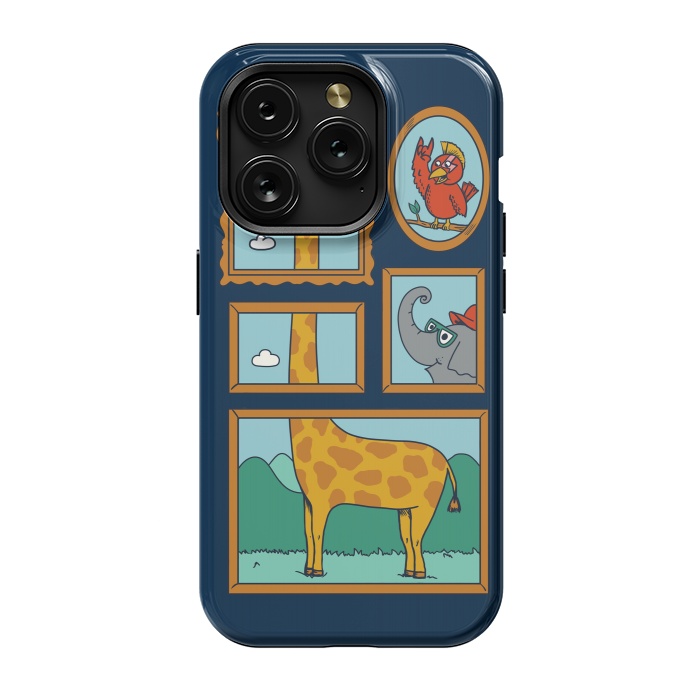 iPhone 15 Pro StrongFit Portrait of Animals Blue by Coffee Man