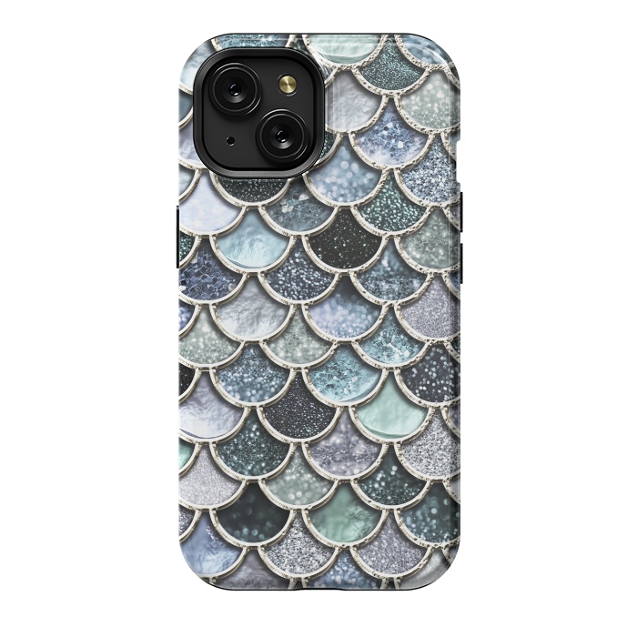 iPhone 15 StrongFit Multicolor Silver Metal Foil Mermaid Scales by  Utart