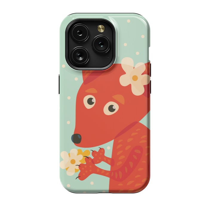 iPhone 15 Pro StrongFit Cute Fox With Flowers by Boriana Giormova
