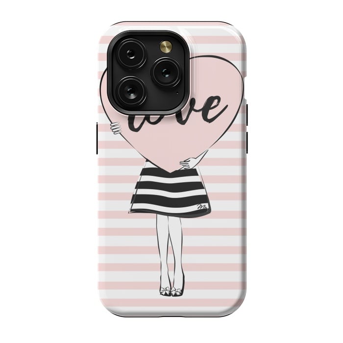 iPhone 15 Pro StrongFit Pink Heart Love by Martina