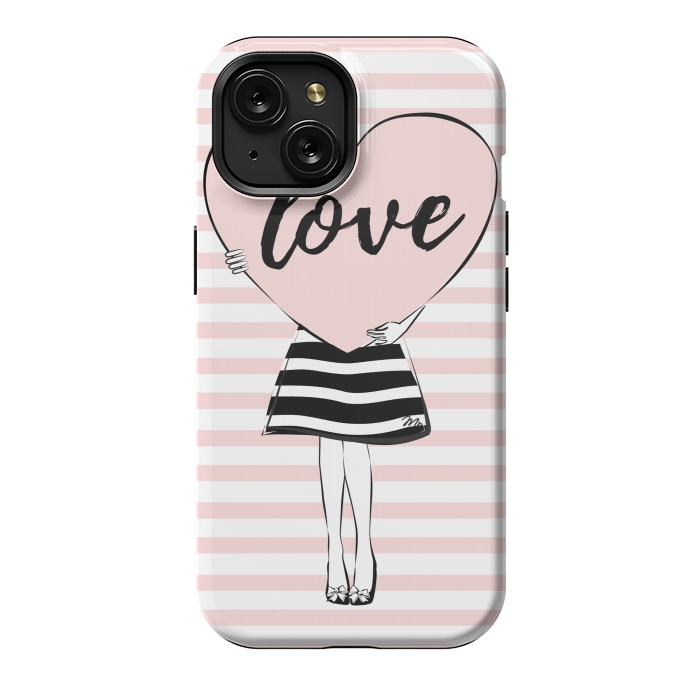 iPhone 15 StrongFit Pink Heart Love by Martina