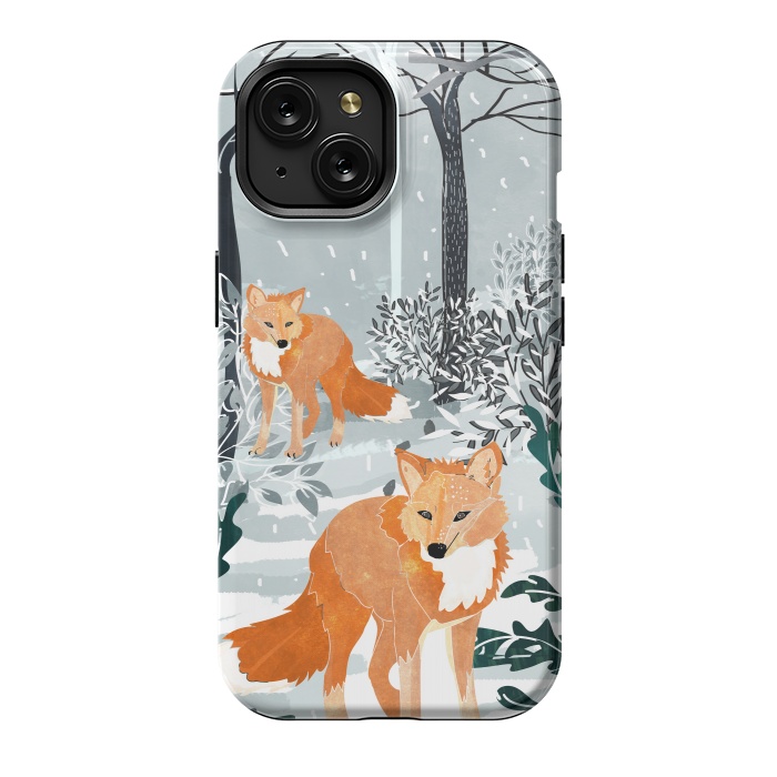 iPhone 15 StrongFit Fox Snow Walk by Uma Prabhakar Gokhale
