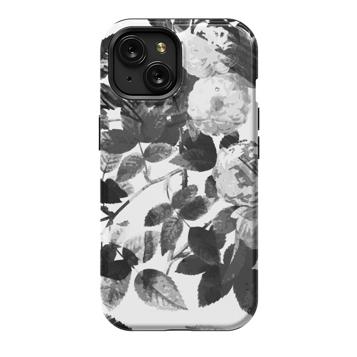 iPhone 15 StrongFit Black and white ink roses by Oana 