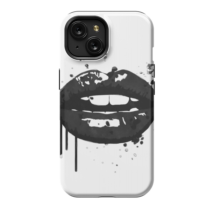 iPhone 15 StrongFit Black Lips Fashion Illustration by Alemi