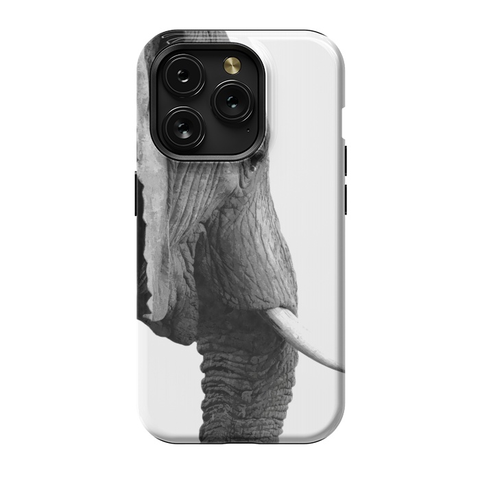 iPhone 15 Pro StrongFit Black and White Elephant Profile by Alemi