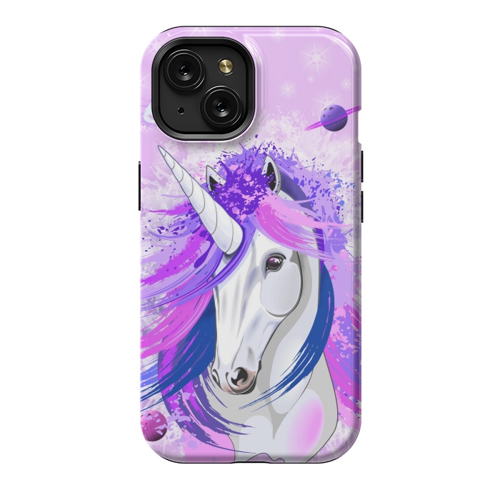 iPhone 15 StrongFit Unicorn Spirit Pink and Purple Mythical Creature by BluedarkArt