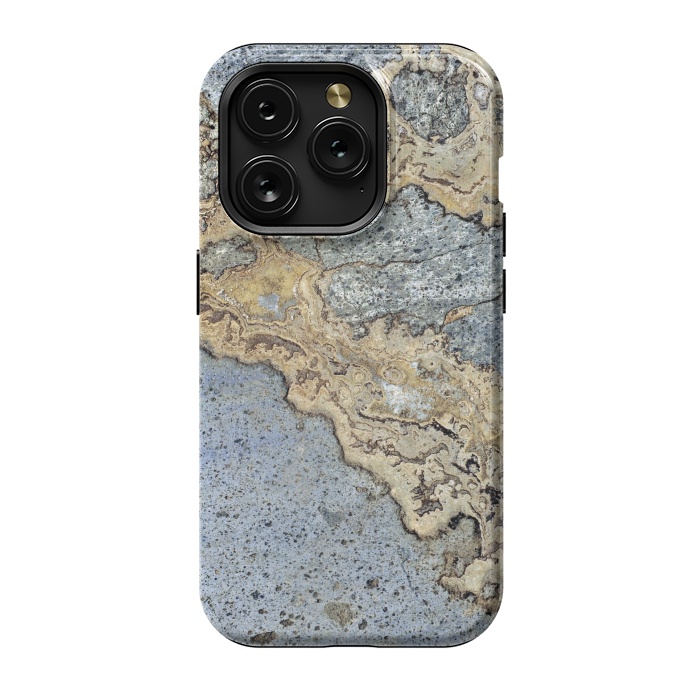 iPhone 15 Pro StrongFit Blue and Gold Marble by Alemi