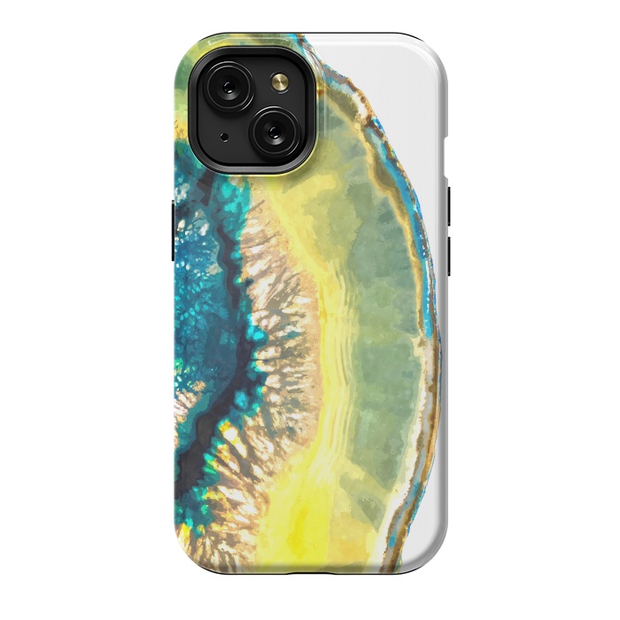 iPhone 15 StrongFit Blue and Yellow Agate by Alemi