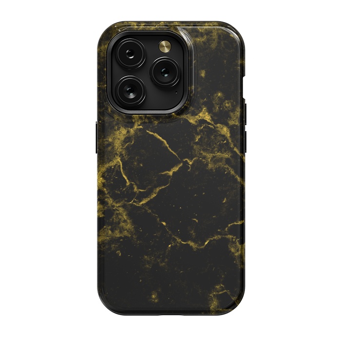 iPhone 15 Pro StrongFit Black and Gold Marble by Alemi