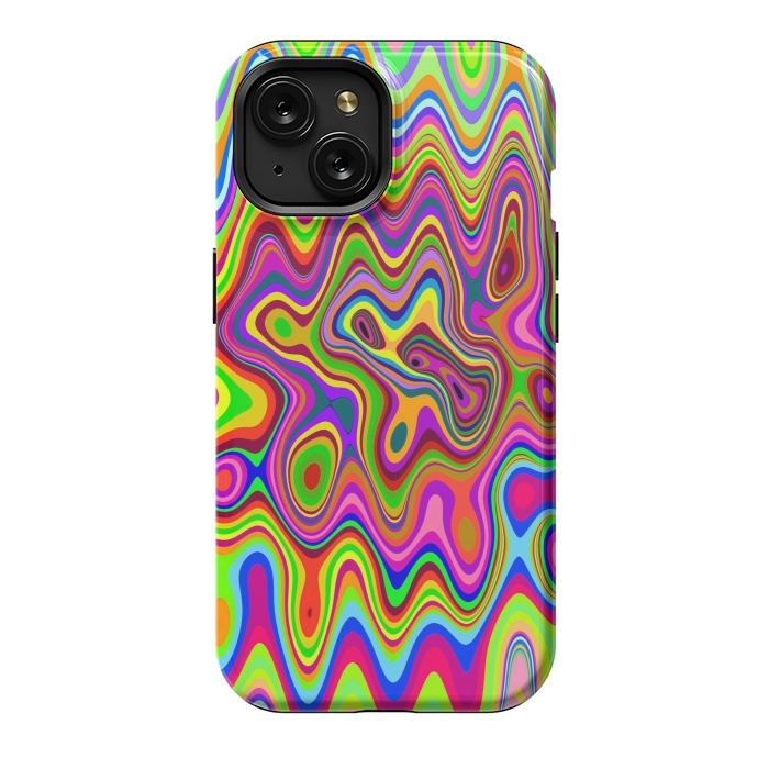 iPhone 15 StrongFit Psychedelic Glowing Colors Pattern by BluedarkArt