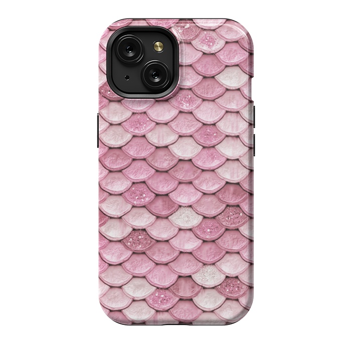 iPhone 15 StrongFit Rose Gold Pink Metal Mermaid Scales by  Utart