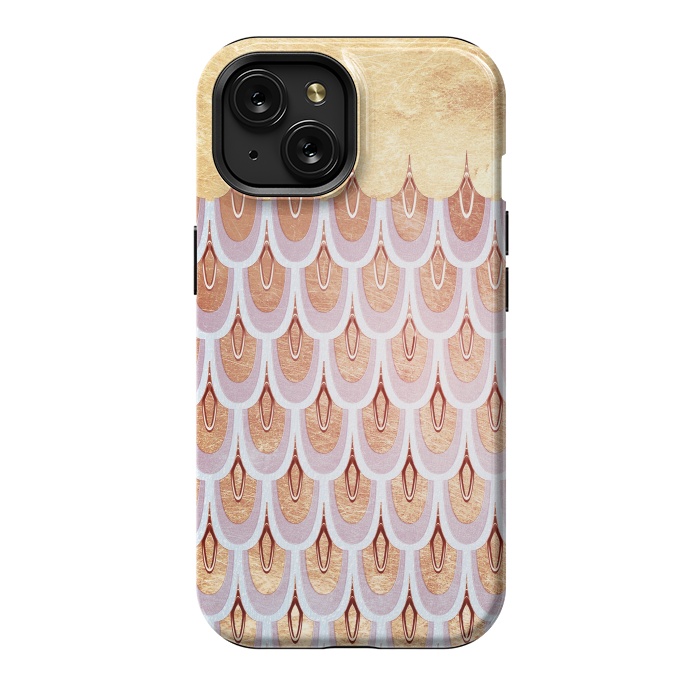 iPhone 15 StrongFit Elegant Pink & Gold Mermaid Scales by  Utart