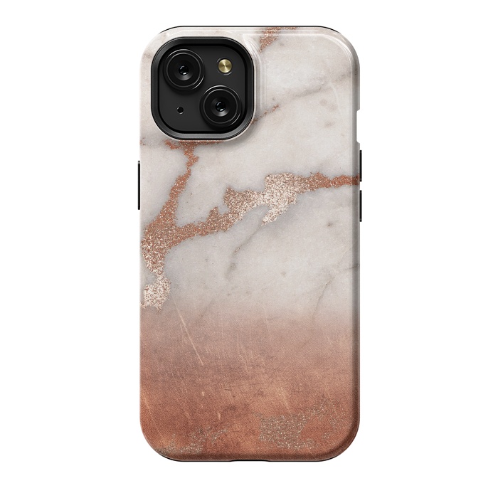 iPhone 15 StrongFit Copper Trendy Veined Marble by  Utart