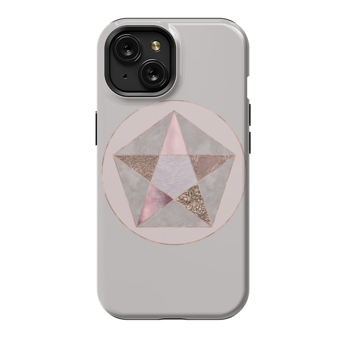 iPhone 15 StrongFit Glamorous Rose Gold Pentagon by Andrea Haase
