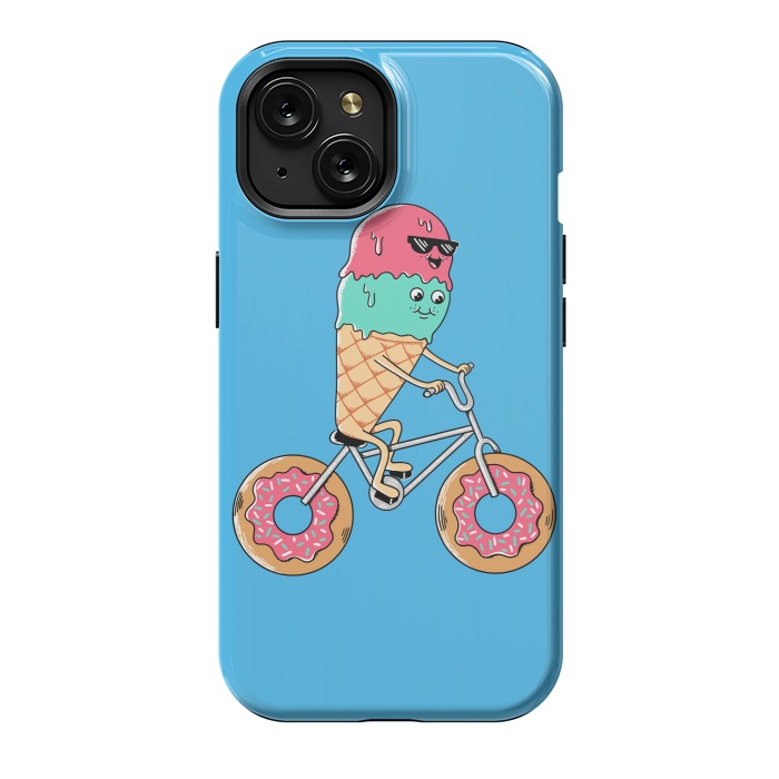 iPhone 15 StrongFit Donut Bicycle Blue by Coffee Man