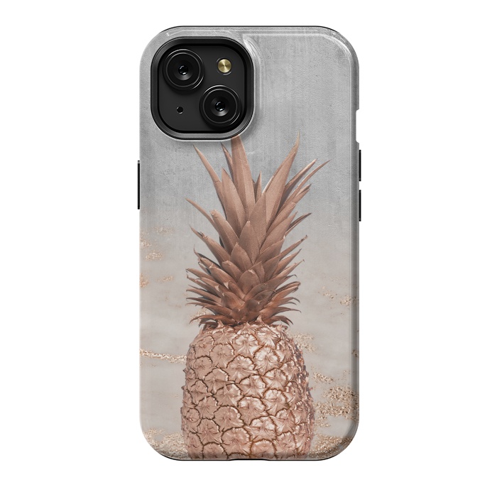 iPhone 15 StrongFit Rose Gold Pineapple and Marble by  Utart