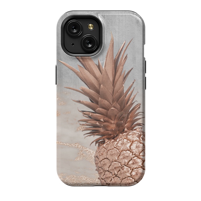 iPhone 15 StrongFit Rose Gold Pineapple on Congrete by  Utart