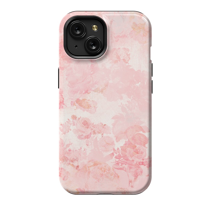 iPhone 15 StrongFit Vintage Roses in Pink - Pattern by  Utart