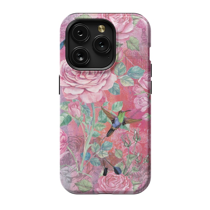iPhone 15 Pro StrongFit Roses and Hummingbirds by  Utart