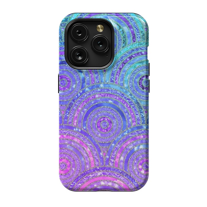 iPhone 15 Pro StrongFit Pink and Blue Metal Circles Pattern by  Utart