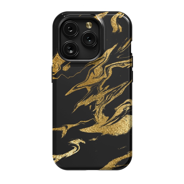 iPhone 15 Pro StrongFit Black and Gold Luxury Marble by  Utart