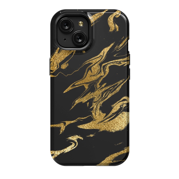 iPhone 15 StrongFit Black and Gold Luxury Marble by  Utart