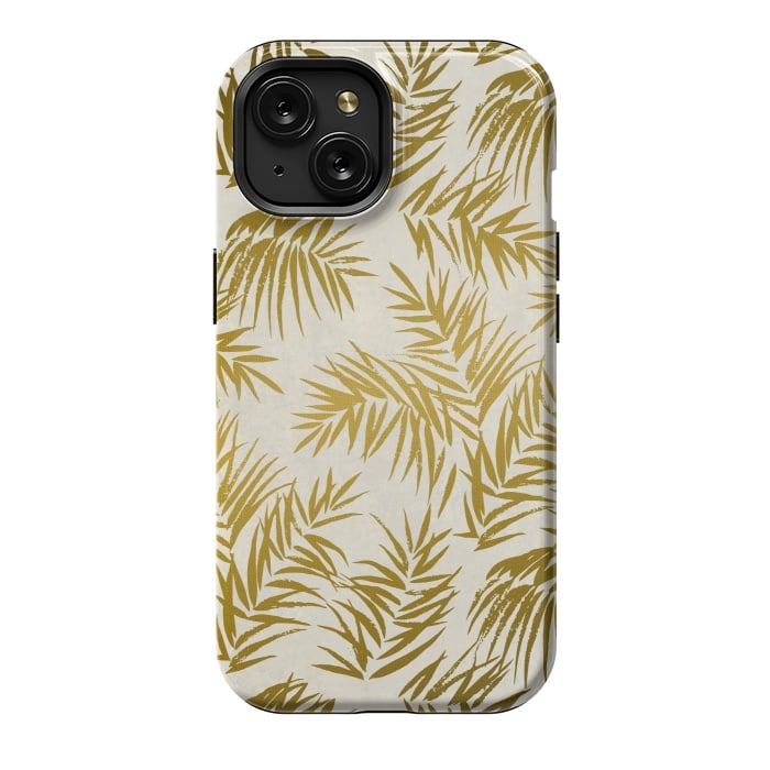iPhone 15 StrongFit Golden Palm Leaves 2 by Andrea Haase