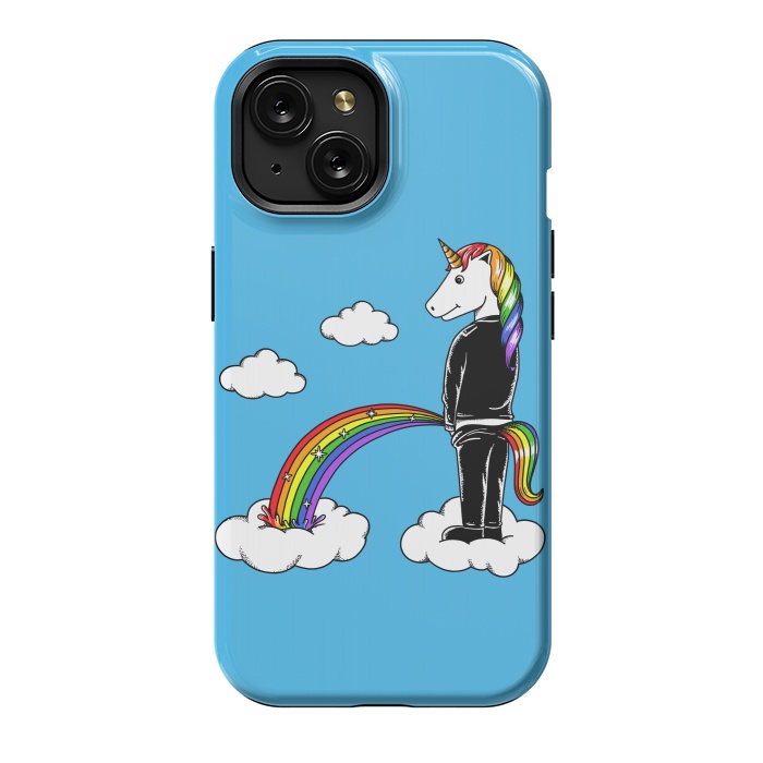 iPhone 15 StrongFit Unicorn Rainbow Blue by Coffee Man