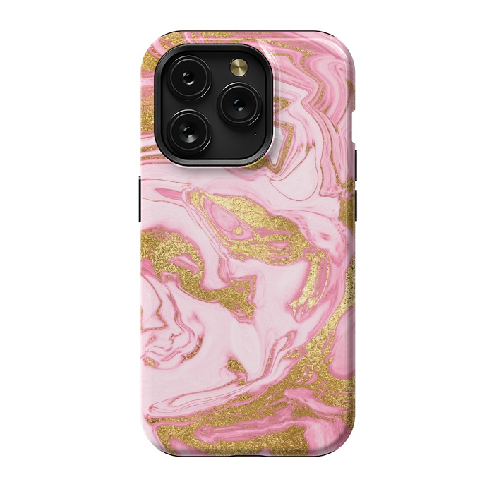 iPhone 15 Pro StrongFit Pink and Gold Marble by  Utart