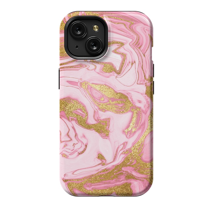 iPhone 15 StrongFit Pink and Gold Marble by  Utart