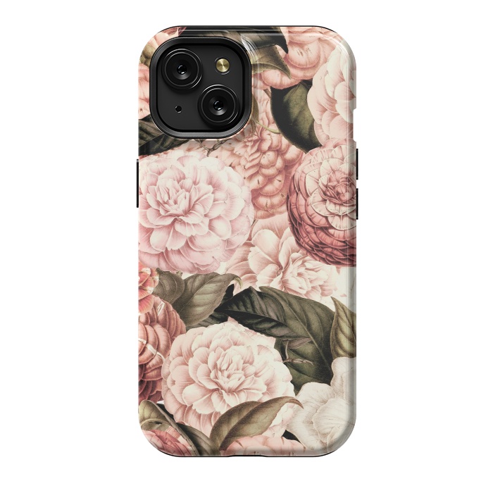 iPhone 15 StrongFit Pink Vintage Camelia Pattern by  Utart