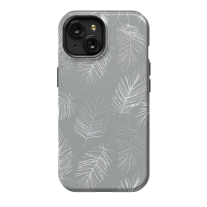 iPhone 15 StrongFit Silver Palm Leaves by Andrea Haase