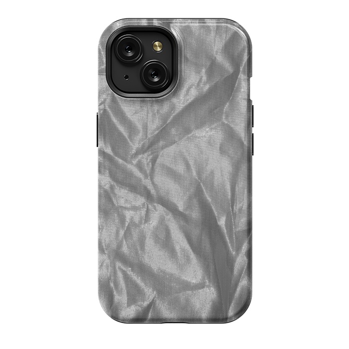 iPhone 15 StrongFit Shiny Silver Fabric by Andrea Haase