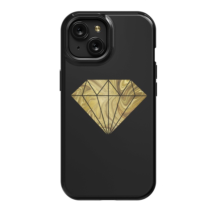 iPhone 15 StrongFit Golden Diamond  Faux Glitter On Black by Andrea Haase