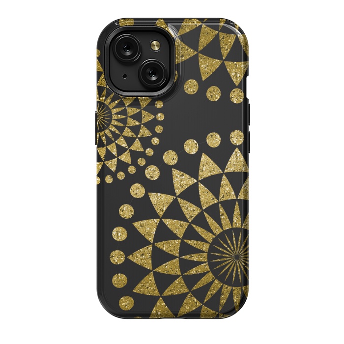 iPhone 15 StrongFit Golden Sparkle Mandala by Andrea Haase